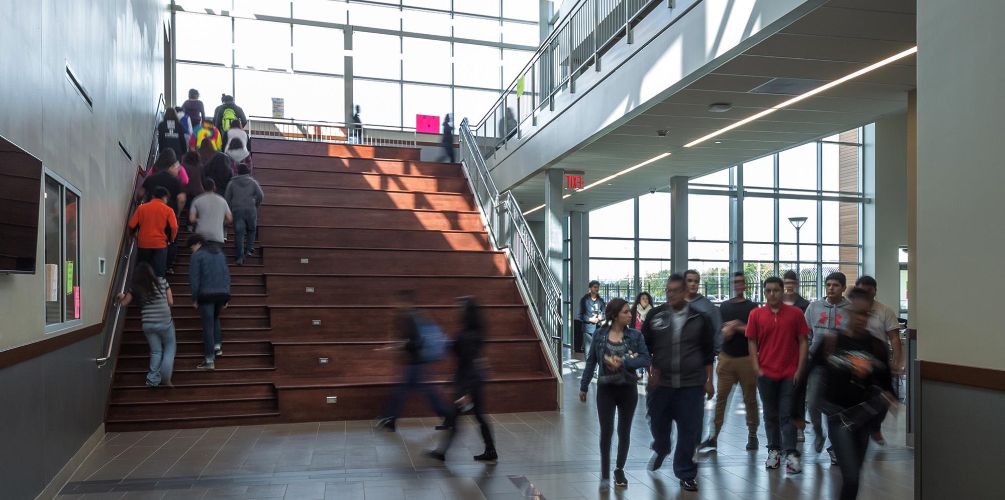 Students walking inside Kirk Lewis CTHS